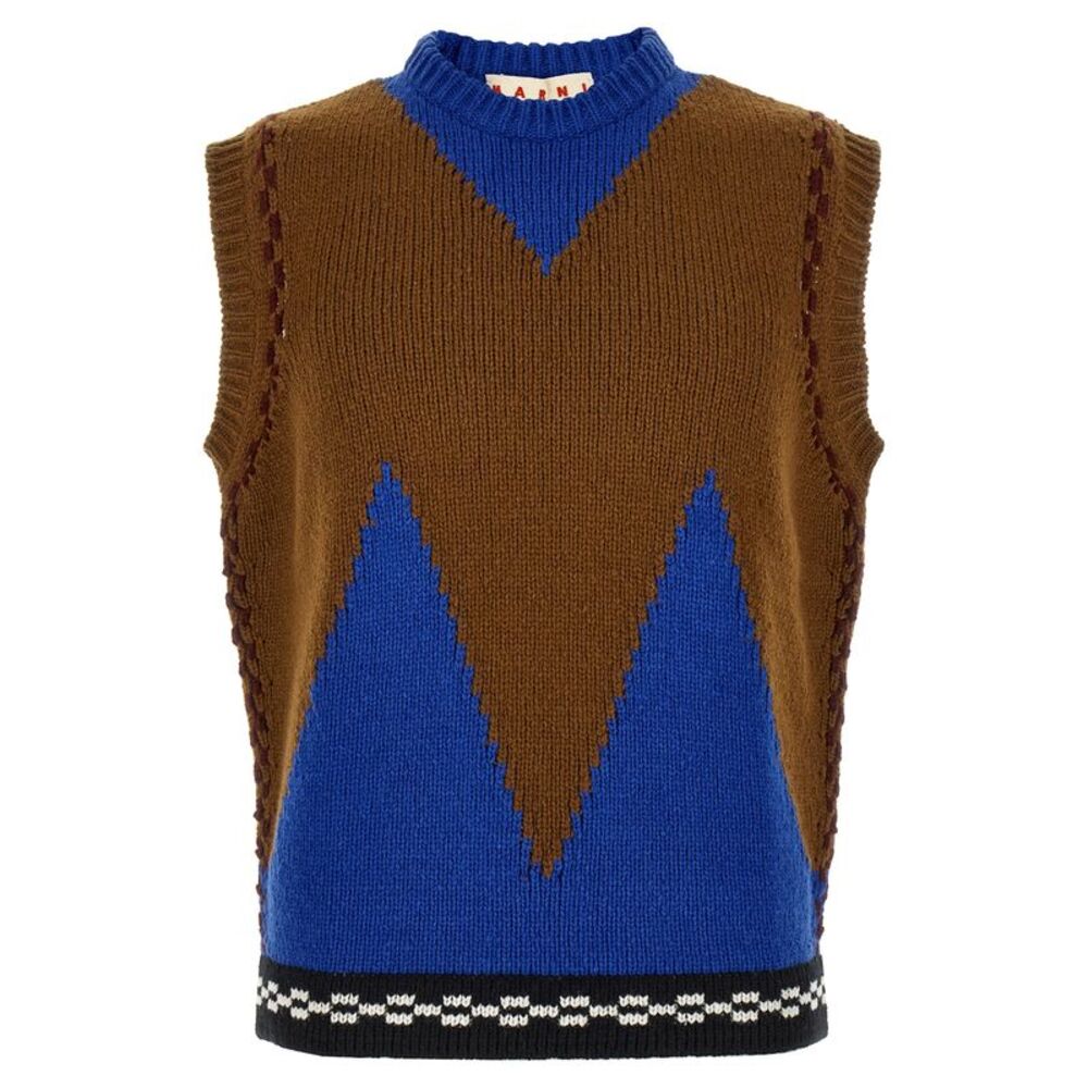 Marni Multicolor Wool Sleeveles Men's Sweater